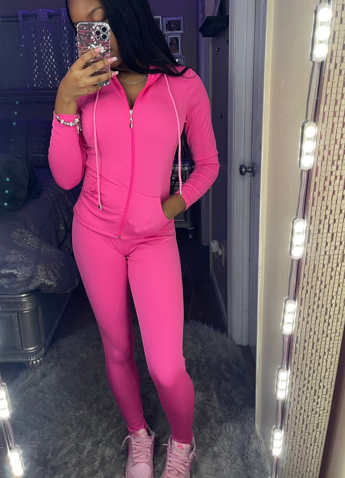 2 piece Baddie Sweatsuit Pink
