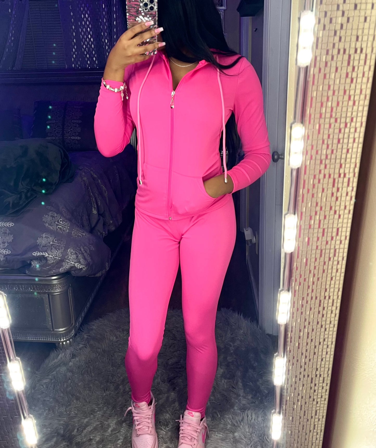 2 piece Baddie Sweatsuit Pink