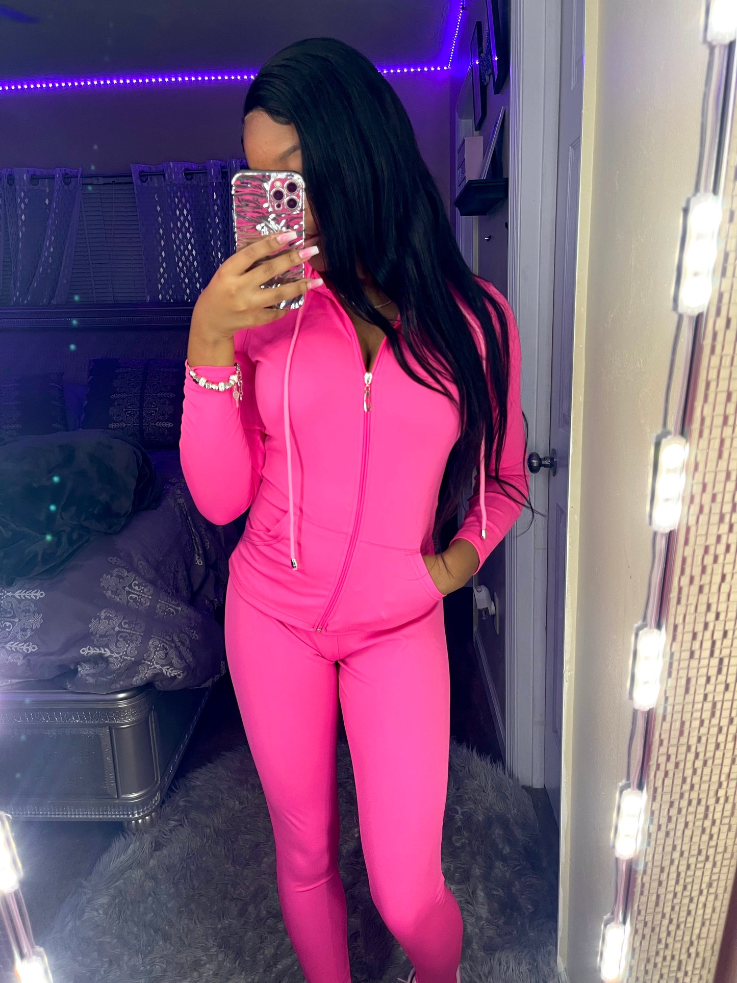 2 piece Baddie Sweatsuit Pink