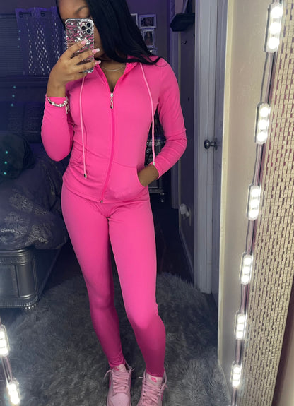 2 piece Baddie Sweatsuit Pink